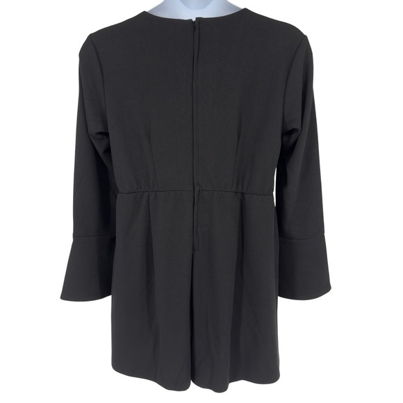 Eloquii Black Jacquard Bell Sleeve‎ Romper Textured Stretch Size 16 - Picture 6 of 11
